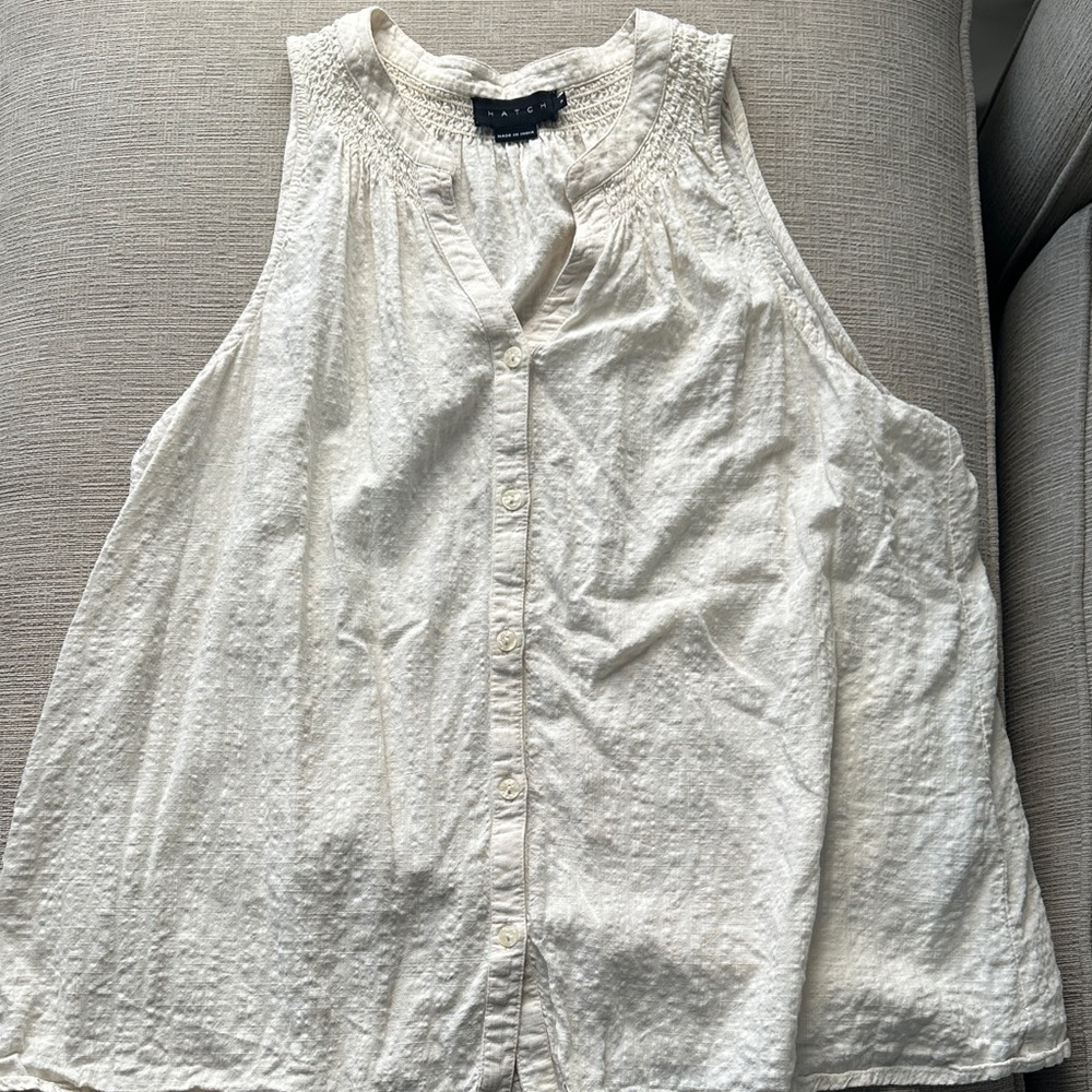 Hatch Maternity Cream Button-Down Sleeveless Blouse Size 3